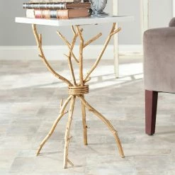 Coupon 👏 Square End Tables & Side Tables Safavieh Alexa Marble Top Gold Accent Table 🌟