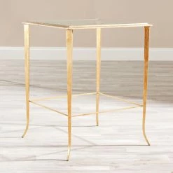 Flash Sale 🥰 Rectangle End Tables & Side Tables Safavieh Tory Gold Foil Glass Top Accent Table ❤️