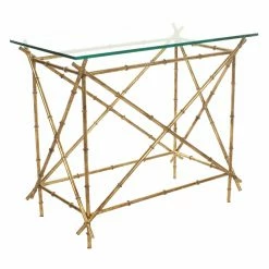 Promo 👍 Rectangle End Tables & Side Tables Safavieh Mark Crisscrossed Gold Accent Table ✨