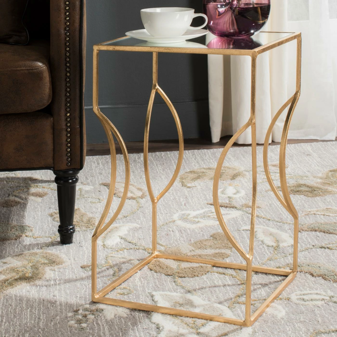 Cheapest π Square End Tables & Side Tables Safavieh Vera Gold Leaf End Table π