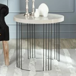 Cheapest ⭐ Round End Tables & Side Tables Safavieh Kelly Mid Century Scandinavian Lacquer Side Table 😍