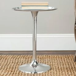 Best Sale 🤩 Round End Tables & Side Tables Safavieh Platina Round Top Sleek Table 🧨