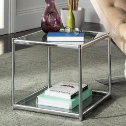 Hot Sale 😀 Square End Tables & Side Tables Safavieh Lilias Glass End Table 🧨