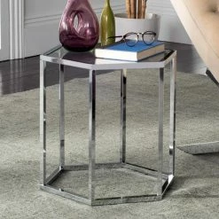 Flash Sale 👏 Other Shapes - End Tables & Side Tables Safavieh Teagan Glass End Table ❤️