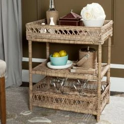 Budget ⭐ Rectangle End Tables & Side Tables Safavieh Ajani Wicker 3 Tier Accent Table 💯