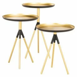 New 🧨 Oval End Tables & Side Tables Safavieh Talon Metal Side Table - Set Of 3 🥰