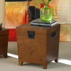 Best Pirce 🌟 Square End Tables & Side Tables Southern Enterprises Pyramid Trunk End Table - Walnut ⌛