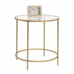 Cheapest 🧨 Round End Tables & Side Tables Sauder International Lux Round Glass Topped Side Table 🔔