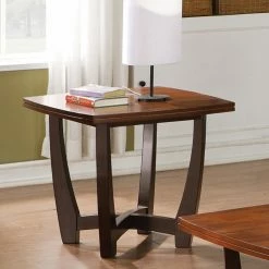 Promo 🎁 Steve Silver Co. Square End Tables & Side Tables Steve Silver Kenzo Square Cherry Wood End Table 🛒