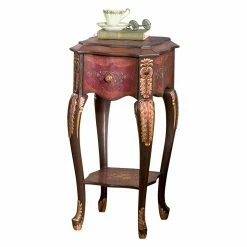 Outlet 🎁 Square End Tables & Side Tables Design Toscano Floral Bouquet Chiffoniere Side Table 🥰