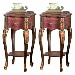 Hot Sale 👍 Square End Tables & Side Tables Design Toscano Floral Bouquet Chiffoniere End Table - Set Of 2 😍