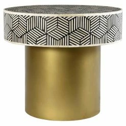 Coupon 🤩 Round End Tables & Side Tables TOV Furniture Bone Inlay Drum Side Table 😉