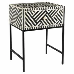 Best Sale ❤️ Rectangle End Tables & Side Tables TOV Furniture Noire Bone Inlay Side Table ⌛