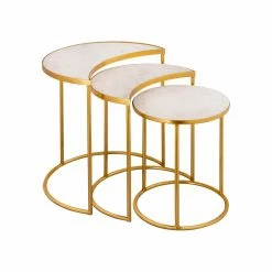 Hot Sale 🔔 Other Shapes - End Tables & Side Tables TOV Furniture Crescent Marble 3 Piece Nesting Table Set From Inspire Me Home Decor ✔️