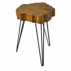 Coupon ✨ Other Shapes - End Tables & Side Tables DecMode Rustic Iron And Resin Crosscut Tree Accent Table 🌟