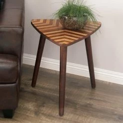Budget ⭐ Triangle End Tables & Side Tables DecMode Triangular Chevron End Table 😀