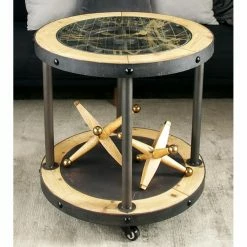 Brand new 🥰 Round End Tables & Side Tables DecMode Metal And Wood Clock Side Table 💯