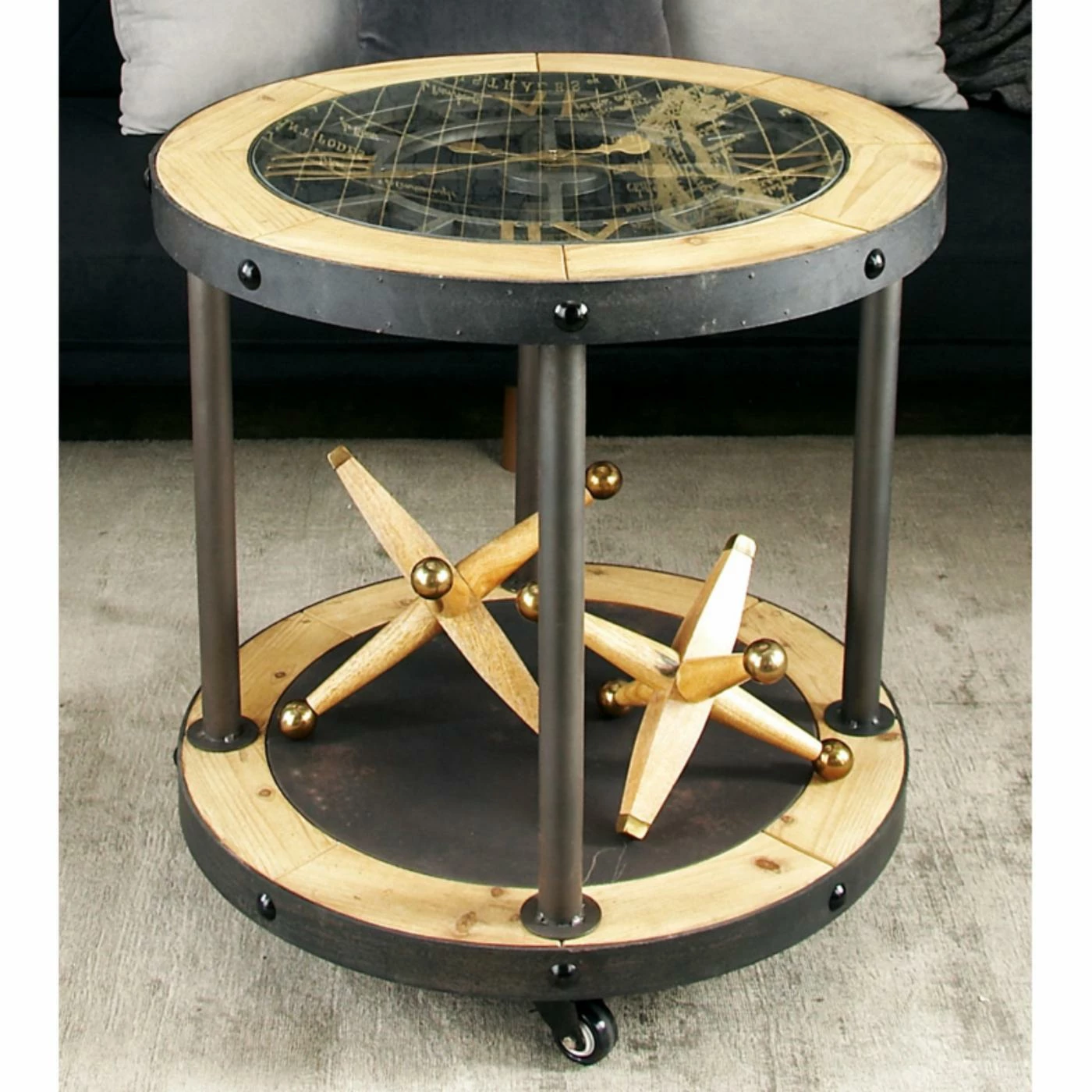 Brand new π₯° Round End Tables & Side Tables DecMode Metal And Wood Clock Side Table π―
