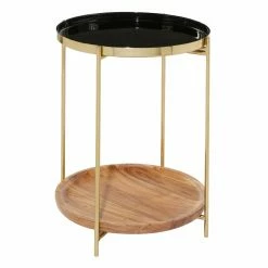 Brand new 🔔 Round End Tables & Side Tables DecMode Contemporary Mango Wood Accent Table ✨