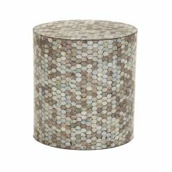 Buy 😀 Round End Tables & Side Tables DecMode Iridescent Mussel Shells Contemporary End Table 🎉