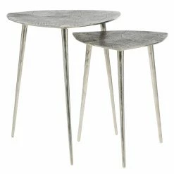Buy 🛒 Triangle End Tables & Side Tables DecMode Dark Silver Textured Top Contemporary Nesting Triangle Accent Table - Set Of 2 ❤️