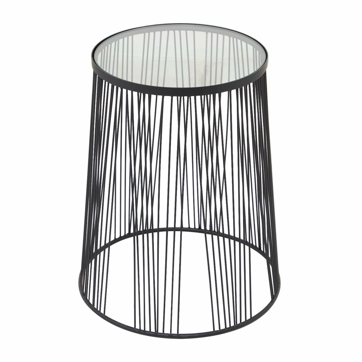 Cheapest 🎁 Round End Tables & Side Tables DecMode Black Metal Comtemporary Clear Glass Top Round Accent Table ⌛