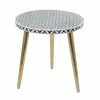 Discount ✨ Round End Tables & Side Tables DecMode Metal Round Black And White Detailed Tabletop Accent Table 👏
