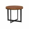 Budget 🧨 Round End Tables & Side Tables DecMode Round Brown Wood Top With Bead Detailed On Side Accent Table 🌟