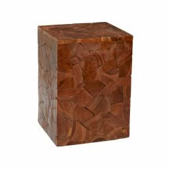 Best Sale ๐ Square End Tables & Side Tables DecMode Contemporary Teak Square Textured Brown Accent Table โจ