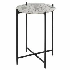 Outlet ❤️ Round End Tables & Side Tables DecMode Contemporary Round Textured Top Aluminum Accent Table 👍