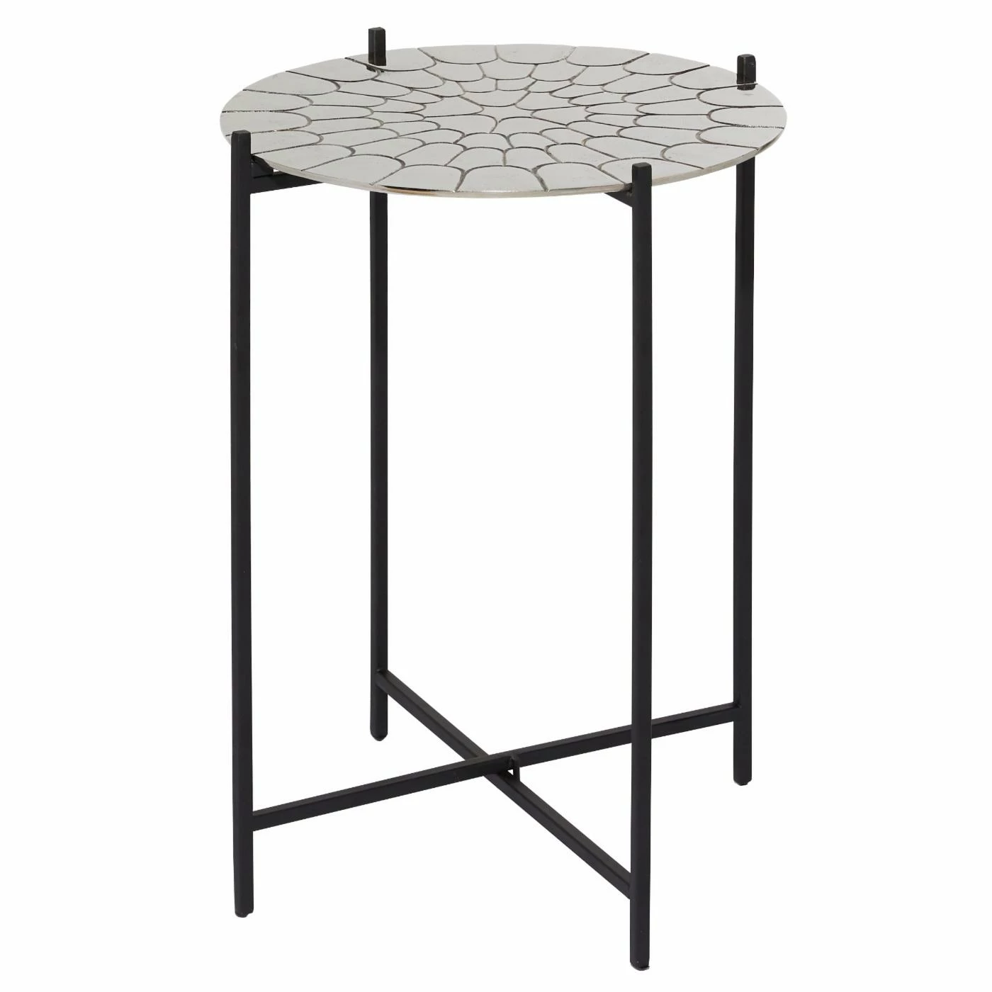 Outlet ❤️ Round End Tables & Side Tables DecMode Contemporary Round Textured Top Aluminum Accent Table 👍