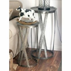 Brand new ⭐ Round End Tables & Side Tables DecMode Pedestal End Table - Set Of 2 🔥
