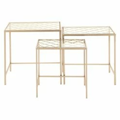 Flash Sale ✔️ Rectangle End Tables & Side Tables DecMode Glass Top Nesting Table - Set Of 3 🔥