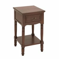 Discount ✔️ Square End Tables & Side Tables DecMode Wood Accent Table With Drawer 👏