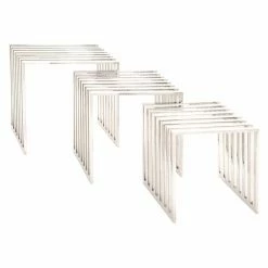 Buy 😍 Rectangle End Tables & Side Tables DecMode Stainless Steel Nesting End Table - Set Of 3 ✨