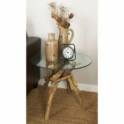 Outlet 🔥 Round End Tables & Side Tables DecMode Driftwood End Table 🤩
