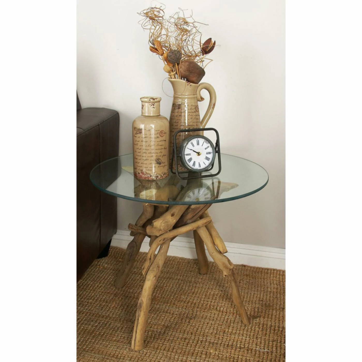 Outlet 🔥 Round End Tables & Side Tables DecMode Driftwood End Table 🤩