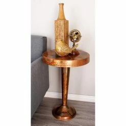 Deals ✨ Round End Tables & Side Tables DecMode Copper Pedestal Round End Table 🛒