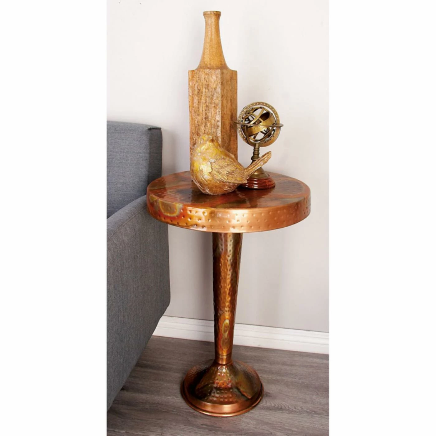 Deals ✨ Round End Tables & Side Tables DecMode Copper Pedestal Round End Table 🛒