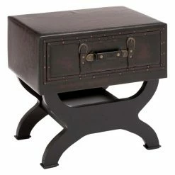 Coupon 😀 Rectangle End Tables & Side Tables DecMode Leather Trunk End Table With Drawer ⌛