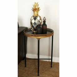Buy ⭐ Round End Tables & Side Tables DecMode Black Metal Tray End Table ⭐