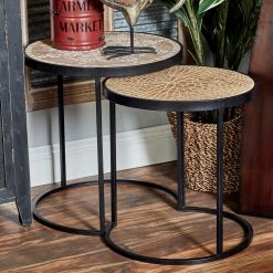 Top 10 🎉 Round End Tables & Side Tables DecMode Traditional Fir Wood And Iron Round Nesting Tables - Set Of 3 ❤️