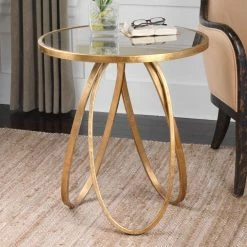 Coupon 🛒 Uttermost Round End Tables & Side Tables Montrez Gold Accent Table 🔔