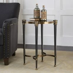 Best reviews of ✨ Round End Tables & Side Tables Uttermost Thora Brushed Black Accent Table ⭐
