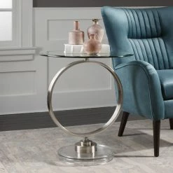 Cheapest ✔️ Round End Tables & Side Tables Uttermost Dixon Brushed Nickel Accent Table 🔥