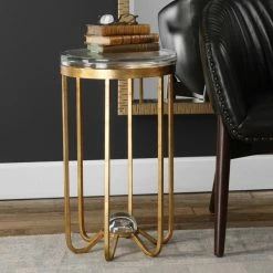 Best Pirce 👏 Round End Tables & Side Tables Uttermost Allura Gold Accent Table ❤️