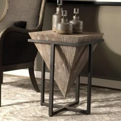 Cheap 🎁 Triangle End Tables & Side Tables Uttermost Bertrand Wood Accent Table 👏