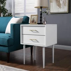 Best Sale 😉 Rectangle End Tables & Side Tables Walker Edison Olivia 2 Drawer Side Table 😀