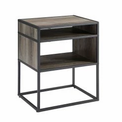 Budget 🌟 Round End Tables & Side Tables Manor Park 20 In. Metal And Wood Side Table With Open Shelf ⭐