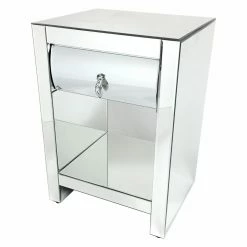 Flash Sale 👏 Rectangle End Tables & Side Tables Wayborn Mirrored 1 Drawer Side Table ❤️